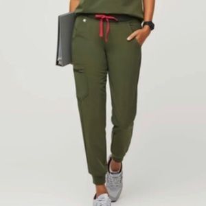 Figs large dark olive zamora jogger scrub pant